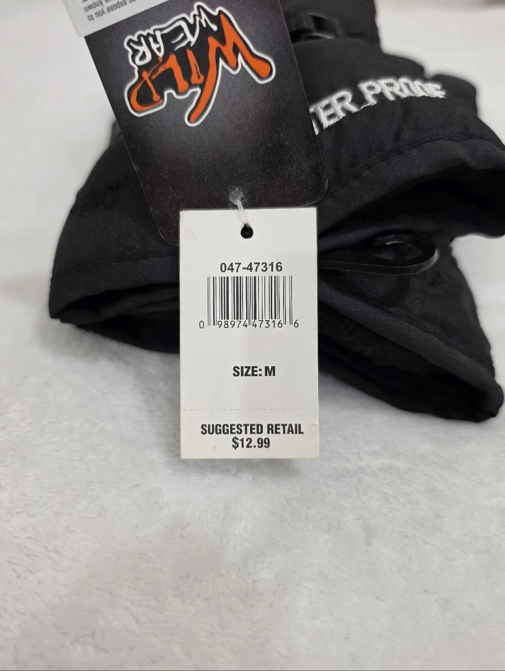 Wild Wear Waterproof Fleece Lined Winter Ski Gloves in Black Size M
